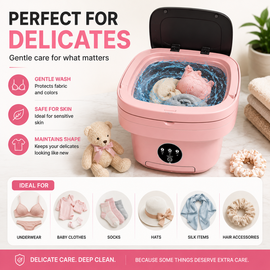 Foldable Mini Laundry Machine – Portable Compact Washer for Travel, Dorms & Small Spaces